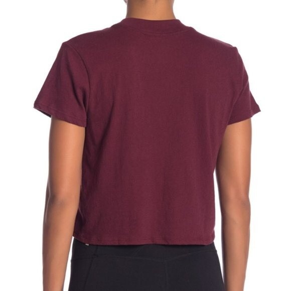 VOLCOM Size Medium 100% Cotton Maroon Oversized Crop Top Short Sleeve Crewneck - Picture 9 of 9